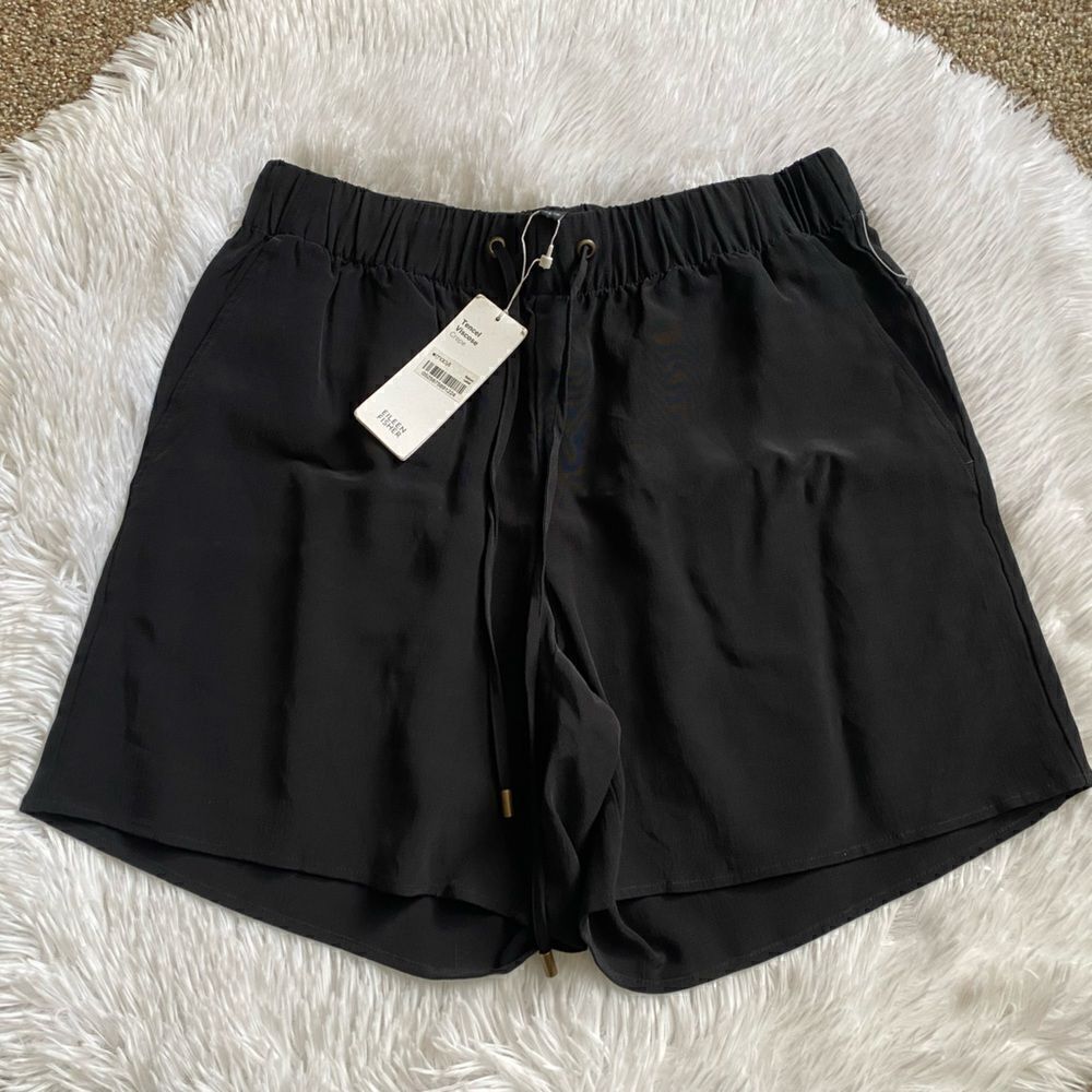 Eileen Fisher Walking Shorts Black Tencel‎ Viscose Crepe New Womens Size XS